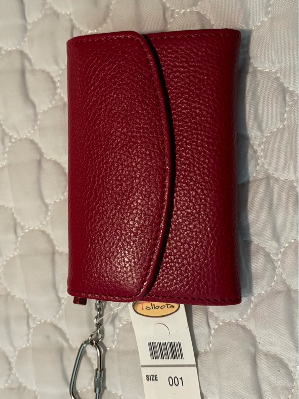 Talbots Red Pebbled Key Case with Keyring